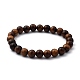 Bracelets extensibles unisexes en bois naturel avec perles BJEW-JB05463-03-1