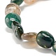 Natural Moss Agate Nuggets Beads Stretch Bracelet BJEW-JB07145-02-5