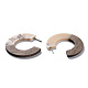 Aretes de resina opaca y madera de nogal EJEW-T010-02-3