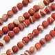 Chapelets de perles rondes en jaspe naturelle rouge mate avec dentelle blanche G-N0166-57-10mm-1