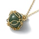 Круглые ожерелья с подвесками из натурального зеленого авантюрина NJEW-JN04565-02-2