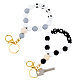 Superfindings 1 set bracelet porte-clés bracelet en perles de silicone porte-clés KEYC-FH0001-33A-1