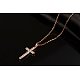 Colliers avec pendentif croix en alliage plaqué or rose véritable NJEW-AA00061-28RG-3