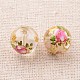 Flower Picture Printed Glass Round Beads GLAA-J087-12mm-A13-2
