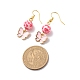 3 paires de breloques en alliage d'émail rose style 3 et perles de résine pendantes boucles d'oreilles EJEW-JE05030-01-3