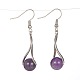 Trendy Women's Dangling Brass Gemstone Earrings EJEW-JE01203-2