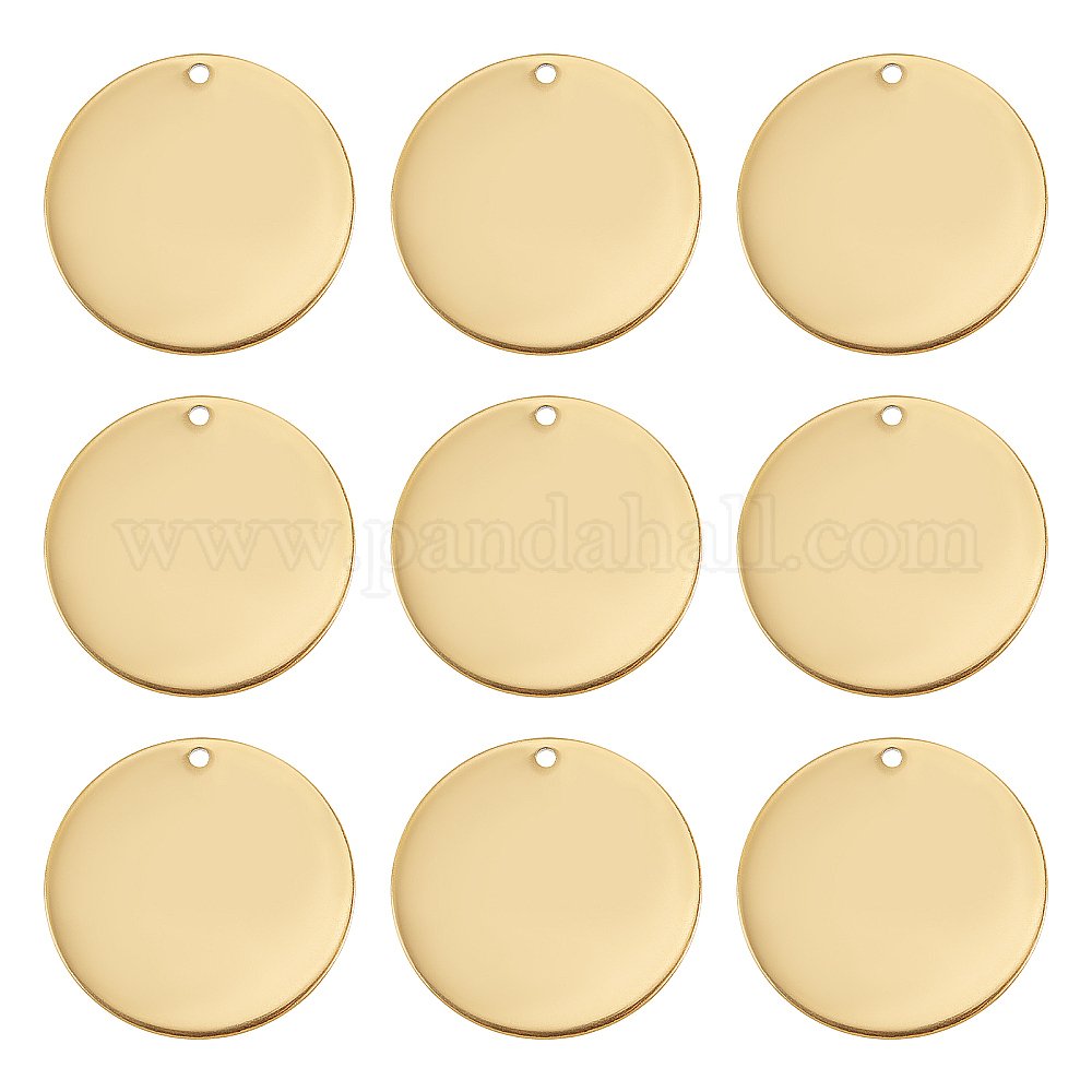 Wholesale BENECREAT 24Pcs Gold Flat Round Blank Stamping Tag 304