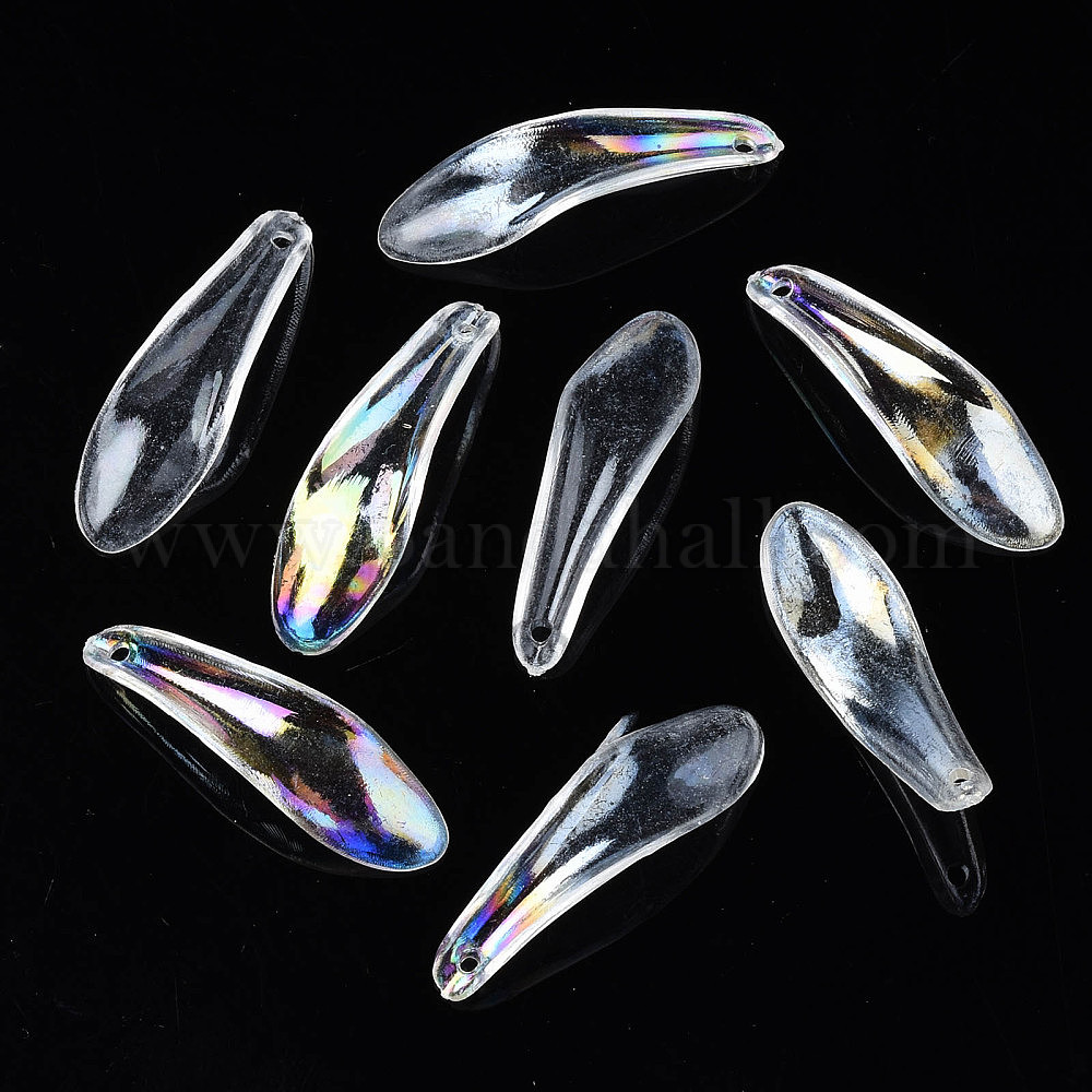 Pandahall 10 Perline Acriliche Curve Trasparenti A Due Colori 36mm – Distanziatori A Tubo Per Gioielli Fai-da-te