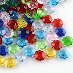 Fleurs de perles de verre transparent, perles marguerite, facette, couleur mixte, 9.5~10x4mm, Trou: 1mm