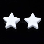Spray Painted Brass Charms, Star, White, 10x10.5x5.5mm, Hole: 2mm