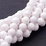 Chapelets de perles rondes en jade de Mashan naturelle, teints et chauffée, blanc, 12mm, Trou: 1mm, Environ 34 pcs/chapelet, 15.7 pouce