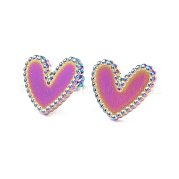 Ion Plating(IP) 304 Stainless Steel Heart Stud Earrings for Women EJEW-I285-09MC