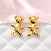 Серьги-гвоздики из латуни в форме медведя EJEW-D322-04G