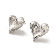 Серьги-гвоздики из латуни с покрытием в форме сердца EJEW-M240-05P