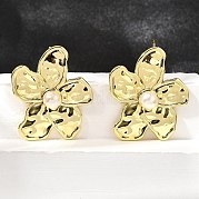 Серьги-гвоздики из латуни с цветком EJEW-F358-03A-G