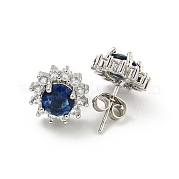 Серьги-гвоздики из латуни с микро-паве и прозрачным фианитом EJEW-G387-04P