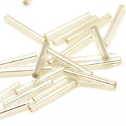 Серебряные подкладке прозрачное стекло стеклярусом SEED-R028-2x15-B02
