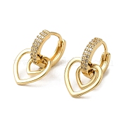 Серьги-кольца из латунного микро-паве с фианитами EJEW-L271-36KCG