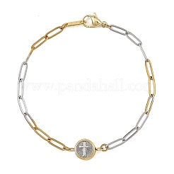 Bracelets à maillons en laiton et acier inoxydable 304&nbsp;BJEW-JB14357