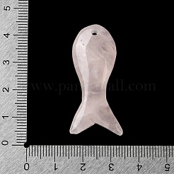 天然石ローズクォーツペンダント  魚のチャーム  39x16x8mm  穴：1.7mm&nbsp;LS-GG-K001-01C