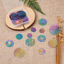 48 шт. 12 шт. филигранные подвески из нержавеющей стали 201&nbsp;STAS-FW0001-15