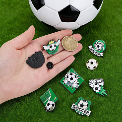 9 pieza de 9 estilos de alfileres de solapa de aleación esmaltados con temática de fútbol para mochilas y ropa.&nbsp;JEWB-PH0001-92