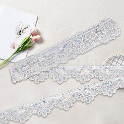 10 Yards glitzernde Spitzenborte aus Polyamid mit gewellten Blumen&nbsp;OCOR-WH20022-023B