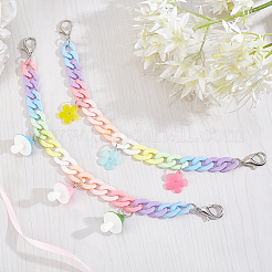2 шт. 2 стильных радужные акриловые ручки-цепочки для сумок FIND-WR0006-44
