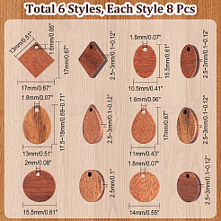 48 pendentif en bois de noyer de 6 styles&nbsp;WOOD-CA0001-52