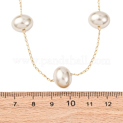 Женские цепочки с акриловым искусственным жемчугом овальной формы из нержавеющей стали 304&nbsp;NJEW-F354-02G