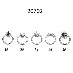 ハロウィーンのステンレススチールの鼻ピアス  フープ軟骨ピアス  ステンレス鋼色  スター  10mm  ピン：1.2mm&nbsp;WGADCDD-03