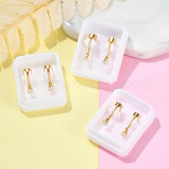 スターグラスの耳栓  304ステンレススチールピアススタッドスクリューイヤリング女性用  ゴールドカラー  透明  3mm  ピン：1mm&nbsp;EJEW-H105-23G-A