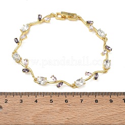 Bracelets à maillons en laiton et verre à fleurs&nbsp;KK-CBA7DFA-01G-05