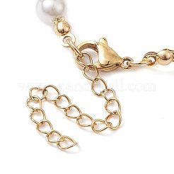 天然アクアマリンチップとシェルパールビーズブレスレット  7-3/4インチ（19.8cm）&nbsp;BJEW-TA00461