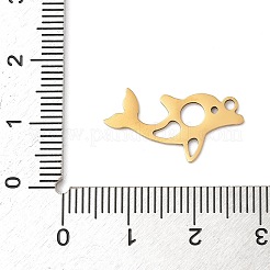 ステンレスペンダント201個  イルカチャーム  レーザー切断  18KGP本金メッキ  11.5x21.5x1mm  穴：1.5mm&nbsp;STAS-Q341-17G