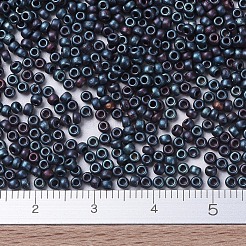 MIYUKIラウンドロカイユビーズ  日本製シードビーズ  11/0  （rr2009)マットメタリックブルーアイリス  11/0  2x1.3mm  穴：0.8mm  約1100PCS /ボトル  10 G /ボトル&nbsp;SEED-JP0008-RR2009
