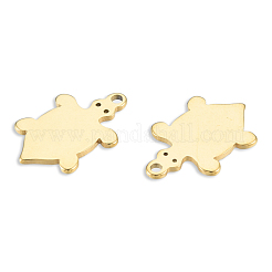 イオンプレーティング（IP）201ステンレススチールチャーム  カメ  18KGP本金メッキ  15x10x1mm  穴：1.2mm&nbsp;STAS-N098-125LG