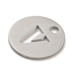 変色しない304ステンレススチールペンダント  ステンレス鋼色  アルファベット付きフラットラウンド  V字  19x1.2mm  穴：2.5mm&nbsp;STAS-F233-M-P01-A-V