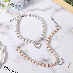2 collier pour animal de compagnie en perles d'imitation en plastique de 2 couleurs&nbsp;AJEW-CN0003-95