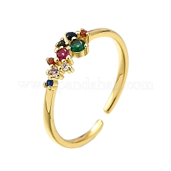 Манжеты из латуни с микро паве кубический цирконий для женщин&nbsp;RJEW-H247-32G