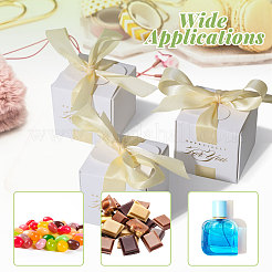 Свадебные бумажные подарочные коробки для конфет с полиэфирной лентой&nbsp;CON-WH0105-08