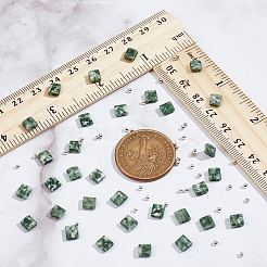 1 нить квадратные бусины из натуральной зеленой яшмы с точками G-NB0005-60
