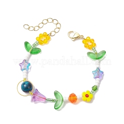 Браслеты из стеклянных бусин и натурального тигрового глаза для женщин&nbsp;BJEW-MZ00259