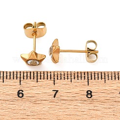 Серьги-гвоздики из нержавеющей стали 304 с прозрачным кубическим цирконием&nbsp;EJEW-Q044-06G