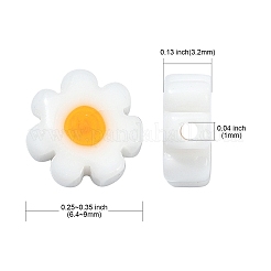 手作りミッレフィオーリガラスビーズ100個。  花  ホワイト  6.4~9x3.2mm  穴：1mm&nbsp;LAMP-CJ0001-66