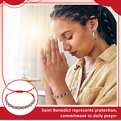 24 шт. браслет из сплава овальной формы с бусинами Святого Бенедикта и крестом&nbsp;BJEW-GO0001-23