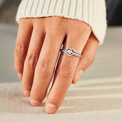 2 bague en argent sterling avec 925 micro pavés de zircons cubiques transparents pour femme&nbsp;FS-WG4005F-04
