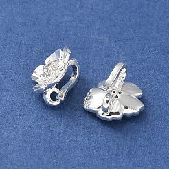 真鍮マイクロパヴェクリアキュービックジルコニアペンダント  ニッケルフリー  花のチャーム  銀  10x11x7.5mm  穴：1.6mm&nbsp;KK-A236-09S