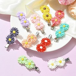 Симпатичные заколки для волос из кожи аллигатора из смолы с ромашками&nbsp;PHAR-JH00097