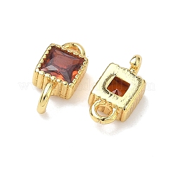 Breloques carrées en laiton pavé de zirconiums cubiques&nbsp;KK-P348-12G-06
